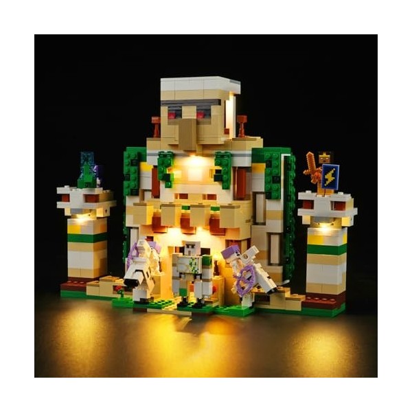 cooldac Kit déclairage LED pour Lego 21250 Minecraft La forteresse du golem en fer, kit déclairage décoratif créatif compat