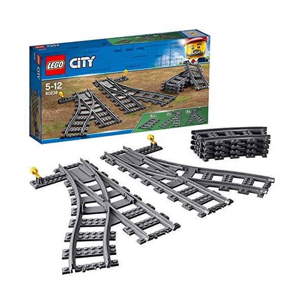 LEGO City - Les aiguillages - 60238 - Jeu de Construction & Amazon Basics Lot de 12 Piles Rechargeables Ni-MH Type AAA 800 mA