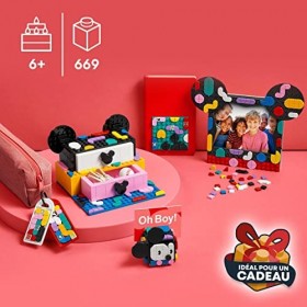 LEGO 41964 Dots Boîte Créative La Rentrée Mickey Mouse et Minnie Mouse, 6 en 1, Rangement, Cadre Photo, Porte-clés, Bloc-Note