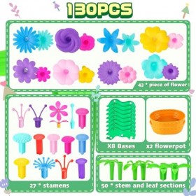 CENOVE Jouets de Construction de Jardin de Fleurs, 3 4 5 6 Ans, Ensembles de Bouquets de Bricolage pour Filles et Garçons, Bl