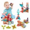 Beeyouk Jouets Construction Magnétiques -Enfants Cadeaux 111 pièces de Blocs de Construction Magnétiques, Jeux en 3D avec Tuy