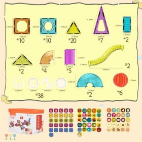 Beeyouk Jouets Construction Magnétiques -Enfants Cadeaux 111 pièces de Blocs de Construction Magnétiques, Jeux en 3D avec Tuy