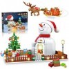 HOGOKIDS Bloc de construction de Noël pour enfants – 573 pièces Père Noël bonhomme de neige avec éclairage pour garçons et fi