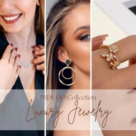 Calendrier de Lavent Bijoux Femme 2023-24 Surprise Bijou Kit Rose Or avec Colliers Boucles Doreilles Bracelets Bagues - Com