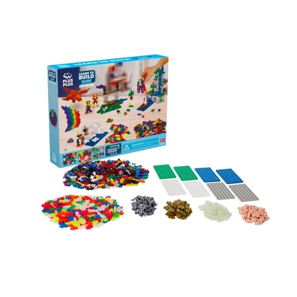 PLUS PLUS Plus PLUS-300.5009 Kit découverte Pastel & Néon de 600 pièces-Jeu de construction-PP5009, PP5009