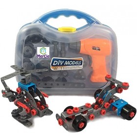 Jouet de construction 12 en 1| 282 pcs pour construire voitures, avion, motos et camion. Avec outils dont 1 visseuse électriq