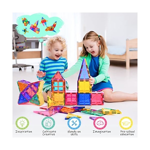 Lot de 42 Blocs de Construction magnétiques pour Enfants à partir de 3 Ans - Aimants puissants - Jouet Montessori - Cadeau éd