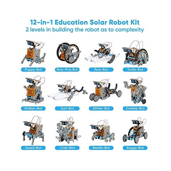 VEPOWER Robot Solaire,12 in 1 Robot Jouet Enfant STEM Jeux de Construiction,DIY Science Éducatif Kit de Construction Jouets p