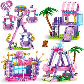 Sitodier Jouets de Construction pour Filles, 699pcs 4 modèles de Parcs dattractions Jeu de Construction pour Enfants 6-12, K