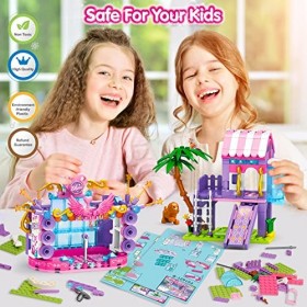 Sitodier Jouets de Construction pour Filles, 699pcs 4 modèles de Parcs dattractions Jeu de Construction pour Enfants 6-12, K