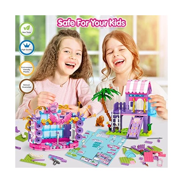 Sitodier Jouets de Construction pour Filles, 699pcs 4 modèles de Parcs dattractions Jeu de Construction pour Enfants 6-12, K