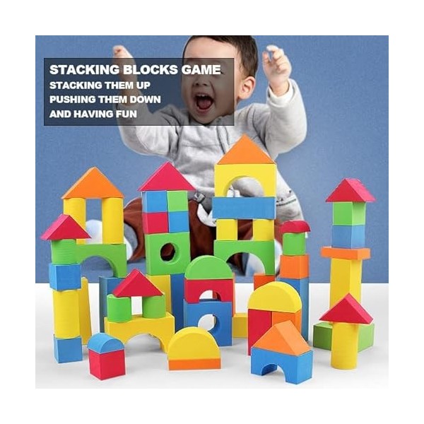 Pairez Toys Lot de 81 blocs de construction en mousse pour tout-petits et bébés – Blocs empilables, pour salle de bain et puz