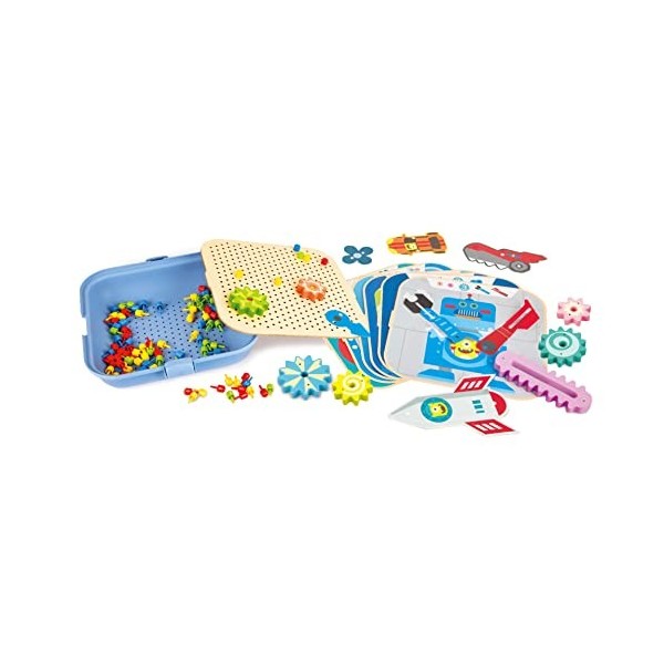 Hape- Jeu d’Engrenages et de Construction, E1065, Multicolore