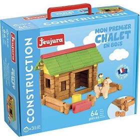 Jeujura - 8230- Jeux de Société-Mon Premier Chalet en Bois - 64 Pieces en Bois