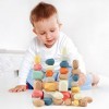 jacootoys 36 pièces empilable Pierre déquilibrage coloré Blocs de Construction en Bois Jouets Jeu Roches pour Enfants de 3 A