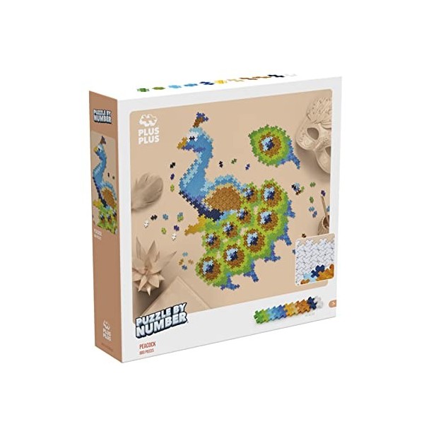 PLUS PLUS - Puzzle par numéro Paon de 800 pièces - Jeu de construction - PP3931