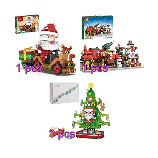 FATA Traîneau de Noël Blocs de Construction, Père Noël et Voiture de Renne, 390 Pièces Jeu de Construction Compatible avec Le