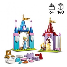 LEGO 43219 Disney Princess Châteaux Créatifs, Jouet Château avec Mini-Poupées Belle et Cendrillon et Boîte de Rangement en Br