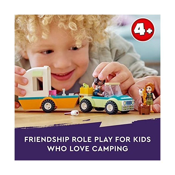 LEGO Friends Holiday Camping Trip 41726 Jouet caravane avec voiture, jouet de camping pour enfants, filles et garçons de 4 an