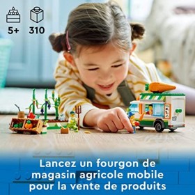 LEGO 60345 City Le Camion de Marché des Fermiers, Jouet de la Ferme avec Un Van Food Truck et Stand de Nourriture, pour Enfan