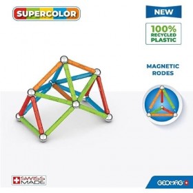 Geomag, Supercolor Recycled, Constructions Magnétiques, Barrettes et Panneaux Colorés, Pack de 42 Pièces, 100% Plastique Recy