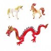 VingaHouse Jeu de figurines avec 3 animaux fabuleux en dragon oriental et occidental et cheval delfe jaune et licorne pour e