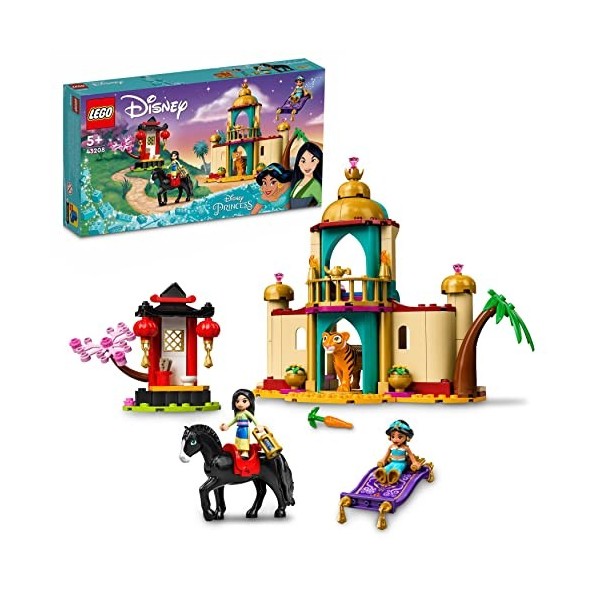 LEGO 43208 Disney Princess Les Aventures de Jasmine et Mulan, Jouet de Construction, Mini-Poupées, Figurines Cheval et Tigre