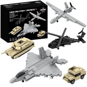 Apostrophe Games 5 Militaire Ensemble de Blocs de Construction 665 Pièces F-22 Raptor, M1 Abrams réservoir, Hélicoptère Bla