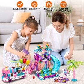 HOGOKIDS Aire de jeu Toboggan Donut Voiture Scène Bloc de Construction Jouet pour Fille