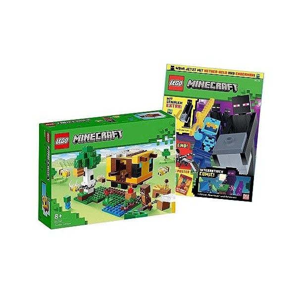 Lego Minecraft Set : Lego 21241 Minecraft La maison dabeilles, jouet de la ferme + magazine Lego Minecraft avec un superbe s