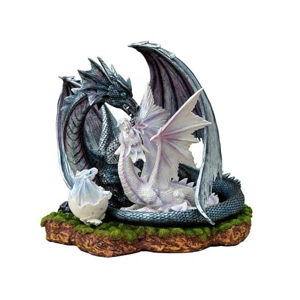 Monde Féérique - Statuette 2 Dragons avec Bébé Dragon