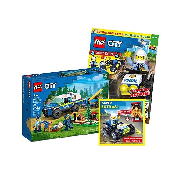 Lego City Set : entraînement mobile pour chiens de police, SUV 60369 + magazine Lego City n° 50/2023 avec grand supplément 
