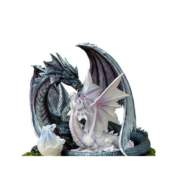 Monde Féérique - Statuette 2 Dragons avec Bébé Dragon