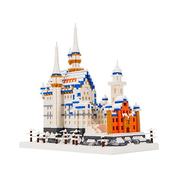 LULUFUN Kit de Blocs de Construction, Architecture célèbre, modèle du château de Neuschwanstein, Mini-Ensemble de Blocs, Joue