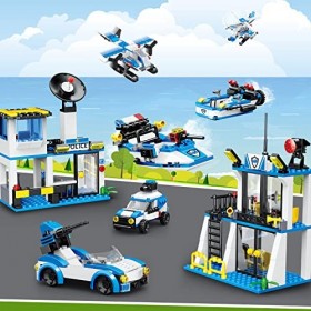 Zosam Lot de 802 blocs de siège de police pour garçons et filles âgés de 6 à 12, voitures de police, hélicoptère, sous-marin,