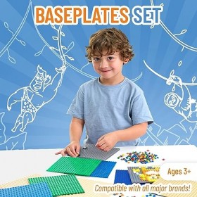 Strictly Briks - Lot de 8 plaques de Base Classiques - pour Jeux de Construction - Compatible avec Toutes Les Grandes Marques