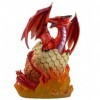 Monde Féérique - Figurine Dragon Rouge avec Oeufs en Flamme