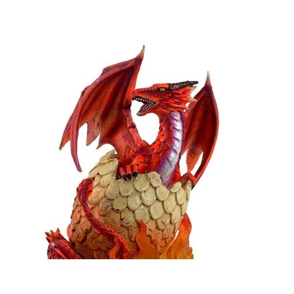 Monde Féérique - Figurine Dragon Rouge avec Oeufs en Flamme