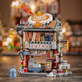 Hong Kong Street View Mini Bloc 733 pièces Cheung Fun Nostalgie Old School Street Shop Chinatown Shop Block Kit Enfants et Ad