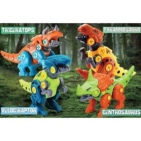 STAY GENT Démontage Jouet Dinosaure pour Enfants avec Perceuse Électrique, 4 Packs DIY Éducatif STEM Jouet, Construction Anni