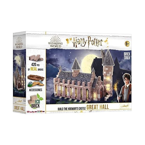 Trefl Brick Trick Build with Bricks - Great Hall, Grand Hall - Harry Potter, Poudlard, École De Magie, EKO Brick Blocks, DIY,