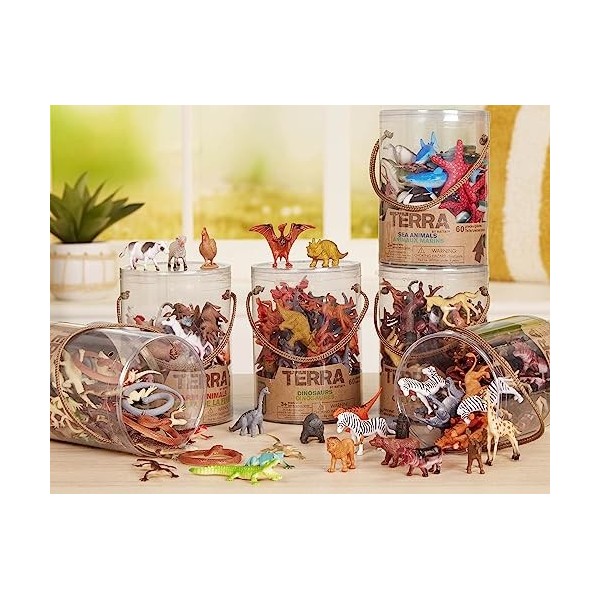 Terra by Battat-Les Dinosaures – Jurassic World Assortiment de Figurines Préhistoriques en Miniature – Jouets pour Enfants de