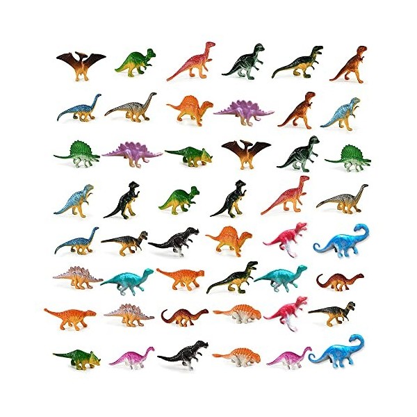 DAGORD 48 pièces Figurines de Dinosaures Jouet Dinosaure en Plastique 24 Styles Mini Dinosaures et Créatures Préhistoriques J