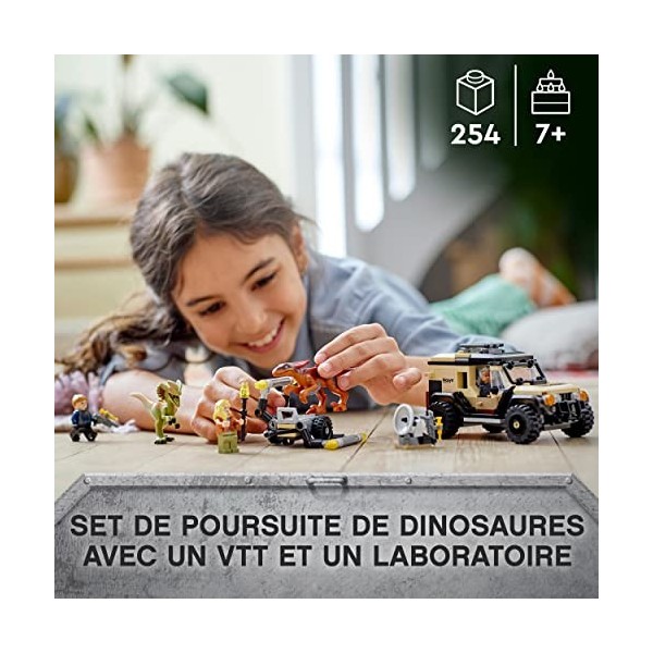 LEGO 76951 Jurassic World Le Transport du Pyroraptor et du Dilophosaurus, Jouet de Dinosaures, avec Voiture Tout-Terrain, Jeu