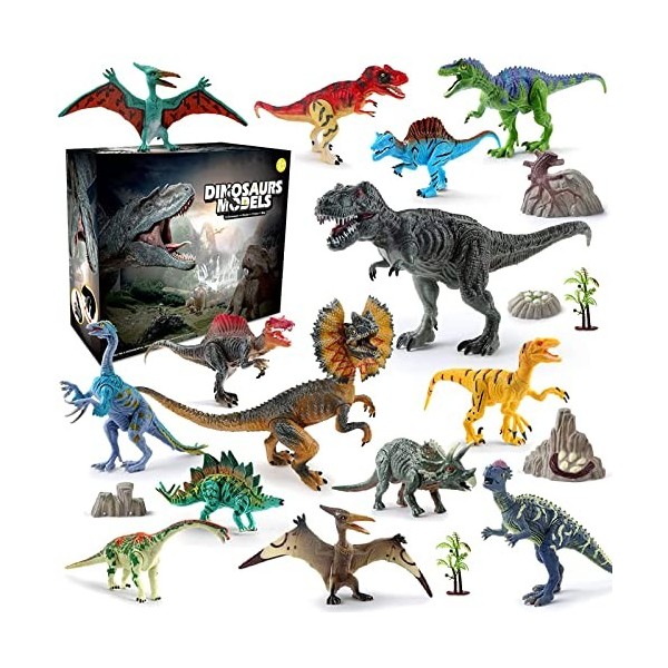 kramow Dinausaures Jouet, Figurine Dinosaure 21pcs, Dinosaures et Créatures Préhistoriques, Jouet Dinosaure, Jouets Éducatifs