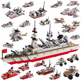 Sitodier Cuirassé Maquette Blocs de Construction Jouet, 811 Pièces 25 en 1 Cruiser, Militaire Marine Bateau pour Enfants 6 7 