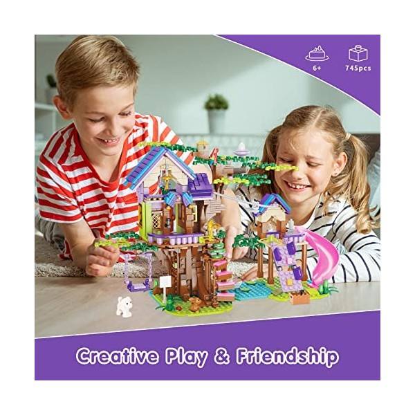 Sitodier Ensemble de Jouets de Construction Tree House pour Enfants, 745 Blocs de Construction créatifs pour Filles et garçon