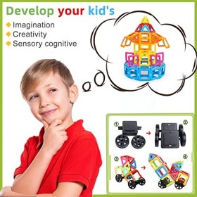 Lot de 38 blocs de construction magnétiques pour garçons et filles de 2, 3, 4, 5, 6, 7, 8 ans, jouets éducatifs STEM pour enf