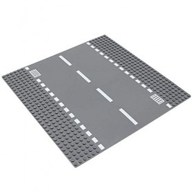 Feleph Plaques de Base Quatre Route Droite - pour Jeux de Construction Urbaine - Compatible avec Toutes Les Grandes Marques 4