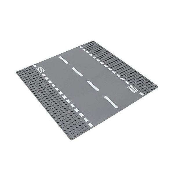 Feleph Plaques de Base Quatre Route Droite - pour Jeux de Construction Urbaine - Compatible avec Toutes Les Grandes Marques 4